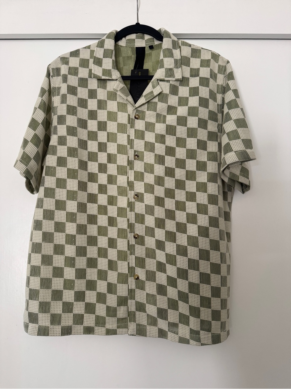 NWT Soulstar Green Checker Print Knit Shirt - Medium